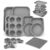 MAISONVISTA 11-Piece Nonstick Bakeware Set, Stackable Carbon Steel Baking Pans Set for Oven, Space-Saving Nesting Design with Cookie Sheets, Muffin & Cake Pans, Non-Toxic PFOA & PTFE Free, Gray