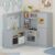 MAMIZO Corner Play Kitchen for Kids, Wooden Pretend Toy Kitchen, Large Toodler Cooking Playset w/Refrigerator, Stove w/Light & Sound, Disinfection Locker, Water Dispenser, Sink, Home Modern (Gray)