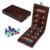 Mancala Board Game – Folding Wooden Travel Set with Locking Metal Latch