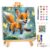 Mandun Paint by Numbers Kit for Kids with Frame, Fox Paint by Numbers for Kids Ages 4-8-12, DIY Cow Acrylic Oil Painting for Home Wall Art Decor Gift 7.8×7.12 inch (with Frame Easel)