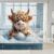 Manfei Highland Cow Bubble Bath Shower Curtain Cute Animal Curtain for Bathroom Cartoon Style Kids Teens Waterproof Shower Curtains 72×72 Inch Brown Beige