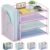Marbrasse 4-Tier Paper Tray Organizer with File Holder, Pink