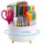 Marbrasse Desk Organizer, 360-Degree Rotating Pen Holder, Desk Organizers and Accessories with 5 Compartments Pencil Holder, Art Supply Storage Box Caddy for Office, Home（White）