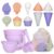 MarcZero 17Pcs Silicone Beach Toys,Modern Baby Beach Toys,Travel Friendly Beach Set,Silicone Bucket, Watering Can, Shovel, 12 Sand Molds, Beach Bag,Silicone Sand Toys for Toddlers, Kids (Purple)