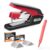 MARSROCK Effortless Stapler for Desk with 40-50 Sheet Capacity, 2000 Staples, 1-Touch Stapling, Ergonomic & Easy to Load Desktop Staplers, Heavy Duty Stapler, and Magnetic Staple Remover, Red