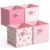 Marsui 4 Pcs Pink Floral Cube Storage Bins 10.6 Inch Pink Flower Storage Basket with Handle, Preppy Girls Organizer Basket, Collapsible Fabric Box for Classroom Bedrooms Office Home Decoration Gift
