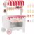 MAT EXPERT Ice Cream Cart for Kids, Wooden Grocery Store Playset w/12 PCs Play Accessories & Display Rack, Popsicle Shop Stand Food Trunk, Toddler Pretend Play Toys for Boy Girl (Red)
