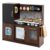 MAT EXPERT Kids Kitchen Playset, Wooden Chef Pretend Toy Kitchen w/Chalkboard, Ice Maker, Cookware Accessories, Telephone, Microwave, Play Kitchen for Toddlers, Gift for Boys Girls 3+ (Coffee)
