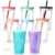 Maucircol 8 Pack 16 Oz Acrylic Snowglobe Tumbler, Pre-Drilled Double Wall Plastic Kids Snow Globe Cup for Glitter Snow Globe Diy,with Colorful Lid