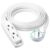 Maximm 3-Outlet 360° Rotating Flat Plug Extension Cord, 10ft, White, 14AWG Heavy Duty Flat Wire with Hanging Loop, 2-Sided Multi-Outlet Power Strip, UL Certified
