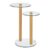 mDesign Glass Top Side/End Duo Drink Table – 2-Tier Modern Round Accent Wood Nightstand Furniture for Living Room, Dorm, Home Office, and Bedroom – 12″ Round – Clear/Natural