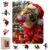 MEATRN Christmas Hat Cat Jigsaw Puzzles – 200 Pcs Handmade Wooden Puzzle with Unique Shapes, Stress Relief & Educational Fun, Family Game Night 8.9×12.1 Inch, Best Gift for Friends