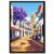 Mediterranean Street Cafe Poster Canvas Print Art Modern Contemporary Painting Elegant Wall Art Stunning Art Print Pictures for Home Decor Wall Decoration for Living Room Bedroom Office (12X18inch,Framed)