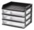 Medium 3-Drawer Desktop Organizer with Open Tray Top, Clear Drawers, Black