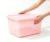 Medium Plastic Storage Bin with Lid, Multi‑Purpose Stackable Desktop & Shelf Organizer Container for Closet, Bedroom, Kitchen, Craft, Toy & Household 12.5″ W x 12″ D x 6.5″ H (Pink)