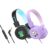 MEE audio KidJamz KJ55 Wired Children’s Headphones with 3.5mm Plug, Colorful Graphics, Volume Limiter & Mic, Adjustable On-Ear Kids Headset for Online Learning/School/Travel/Tablet (Lavender+Black)