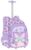 Meetbelify Rolling Backpack for Girls Butterfly Backpack with Wheels Kids Purple Roller Suitcase Travel Luggage for Elementary Student Ages 6-8
