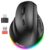 MEETION Left-Handed Ergonomic Mouse,Vertical RGB Mouse, Bluetooth 5.2 & 3.0 + 2.4G USB-A with USB-C Adapter, 4 Adjustable DPI Rechargeable Wireless Mouse for Windows/Mac/PC/Tablet/Black