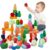 MEGRANATE 58PCS Montessori Wooden Stacking Rocks Toys Colorful Stacking Stones Building Blocks Games Sensory Toy for Toddlers Educational Learning Toys for 3+ Years Old Kids