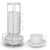 mekueeex Set of 4 2.5 Ounce Espresso Cups, Porcelain Stackable Coffee Cups with Saucers and Metal Stand