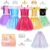 Meland Princess Dress Up Clothes for Girls Ages 3-8, 5 Princess Costume Outfits with Crowns and Cape, Pretend Play Dress Up Set, Princess Toys, Gifts for Girls (Red)