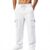 Men’s Cargo Sweatpants Casual Drawstring Waist with Pockets White