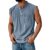 Mens Henley Shirt Breeze Sleeveless Tank Tops Vintage Denim Henley Casual Button Blouse with Pockets Casual Workout Tee Tops Distressed Washed Lightweight Muscle Shirt(B-Light Blue,M)