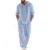 Men’s Linen Hooded 2 Piece Set, Casual Loose Long Sleeve Top and Pants (Blue,Small)