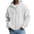 Mens Waffle Hoodie Sweatshirt Long Sleeve Full Zip Drawstring Loose Coat Casual Lightweight Athletic Tops with Pocket（White,4X-Large）