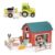 Mentari Wooden Big Red Barn & Farm Tractor Bundle – 21Pc Toy Farm Playset with Animals, Barn Doors, Pulley & Trailer – Montessori Imaginative Farm Play Toys for Kids & Toddlers Age 3+