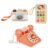 Mentari Wooden Communication Toy Bundle – Retro Pretend Play Vintage Phone & Toy Camera Set for Toddlers – Interactive Educational Montessori Role Play Toys for Boys & Girls Age 3+