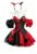 MEOWCOS Red Black Patchwork Corset Skirt Set Off-shoulder Corset and Layered Skirt with Collar Headband