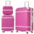 Merax Hardshell Luggage Set,3 Piece Vintage Travel Suitcase Set,Pink