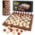 MerryPony Magnetic Wooden Chess Set and Checkers Board Game for Adults Kids