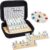 Mexican Train Dominoes Set with Numbers and 4 Wooden Trays/Racks, Double 12 Dominos Travel Set with 4 Tiles Holders, 91 Tiles Double 12 Colored Dominoes Game Set with Portable Case for Families Kids