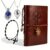 MFTYQoQ 4 Pcs Vampire Cosplay Jewelry Set Vintage Leather Writing Journal Adjustable Cross Bracelet for Women Daywalking & Vervain Locke Necklace