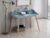 Mid-Century Modern Wood Writing Desk with Hutch, Blue