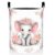 MIEPOS Cute Elephant Floral Laundry Basket, Cartoon Animal Dirty Clothes Hamper, Pink Flower Foldable Waterproof Oxford Cloth Storage Bin, Gifts for Bedroom Bathroom Home Decor, 19.7″ x 15.7″