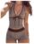Milumia Women’s Leopard Print Halter Tankini Swimsuits Color Black Two Piece Bathing Suit with Shorts Multi Brown Large