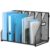 MINDEPOT Desk File Organizer Metal Desk Magazine Folder Holder with 5 Vertical Compartments Rack File Organizer for Office, Home, School, Black