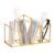 Mind Reader 4-Compartment Angled Glass Pen Holder with Copper Trim, Desktop Organizer for Office Supplies & Accessories, Glass and Copper, Clear
