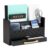 Mind Reader 5-Compartment Desktop Organizer, Rustic Wooden Storage Rack with Drawer for Papers, Accessories, and Office Supplies, 12.5″ L x 4.25″ W x 7.5″ H, Black