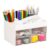 Mind Reader Craft Supply Organizer with Top Tray and 4 Drawers, Desktop Storage for Pens, Scissors, Tape, Beads and Accessories, Plastic, White
