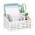 Mind Reader Desktop Organizer, Metal Supply Caddy with Heart Cutout Design, 4 Compartments, Non-Skid Base, Pink
