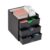 Mind Reader Desktop Organizer with 3 Drawers, Plastic Office Supply Organizer with Divided Top Tray, Black