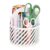 Mind Reader Round Metal Desktop Carousel Organizer with Handle, Four Compartments, Office Supplies and Accessories, Metal, White