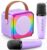 Mini Karaoke Machine for Kids Adults, Colorful LED Lights Portable Bluetooth Speaker with 2 Wireless Mics, Home Birthday Party Gift for Ages 4, 5, 6, 7, 8, 9, 10, 11, 12+ Years Old Boys Girls, Purple