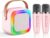 Mini Karaoke Machine for Kids with 2 Wireless Microphones Portable Bluetooth Speaker, LED Disco Lights & Voice Changer, Great Birthday Gift for Girls Ages 3-12, Perfect for Family Parties and Home