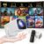Mini Projector, Portable Projector 4K & Full HD 1080P Support, 270° Rotation Outdoor Projector, Movie Projector Compatible with Smartphone, TV Stick, Laptop, PS4, HDMI, USB