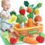 Mini Tudou Baby Toys 6-12 Months-Fruits Veggies Farm Stuffed Toys 15PCS-Sensory Educational Toy Mushroom Carrot with Rattle Squeaker Crinkle Texture Color Shape Number Matching Gifts